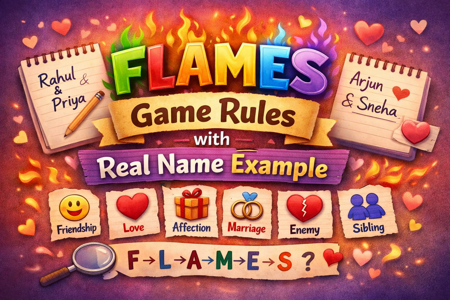 FLAMES Game Rules With Real Name Example