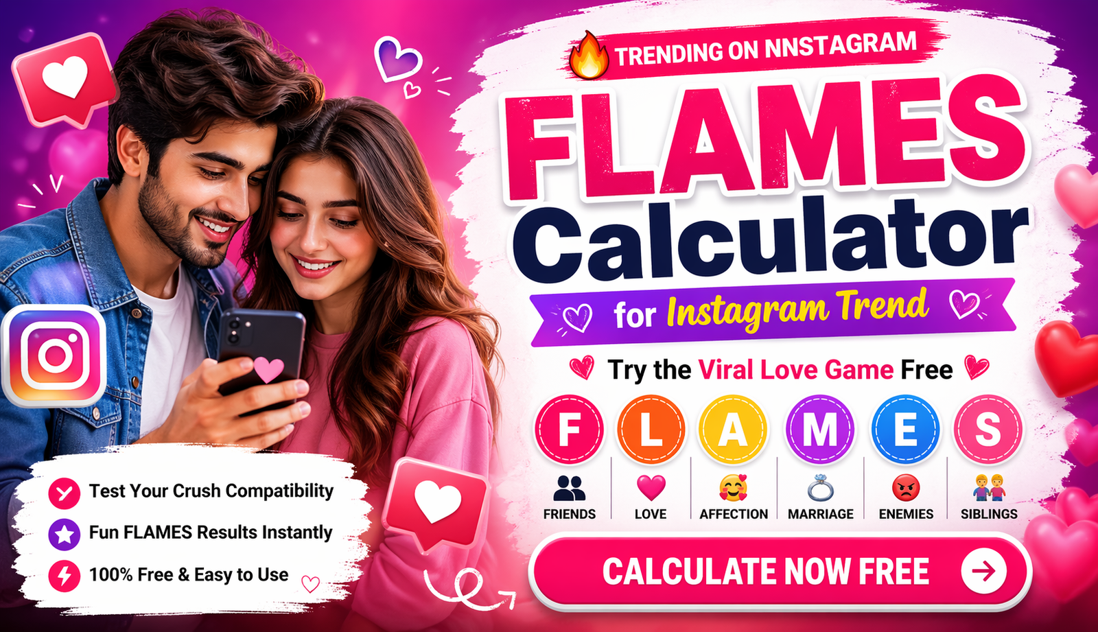 FLAMES Calculator for Instagram Trend: Why Couples Are Loving This ...