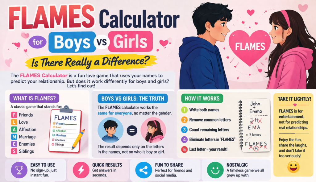 FLAMES Calculator for Boys vs Girls